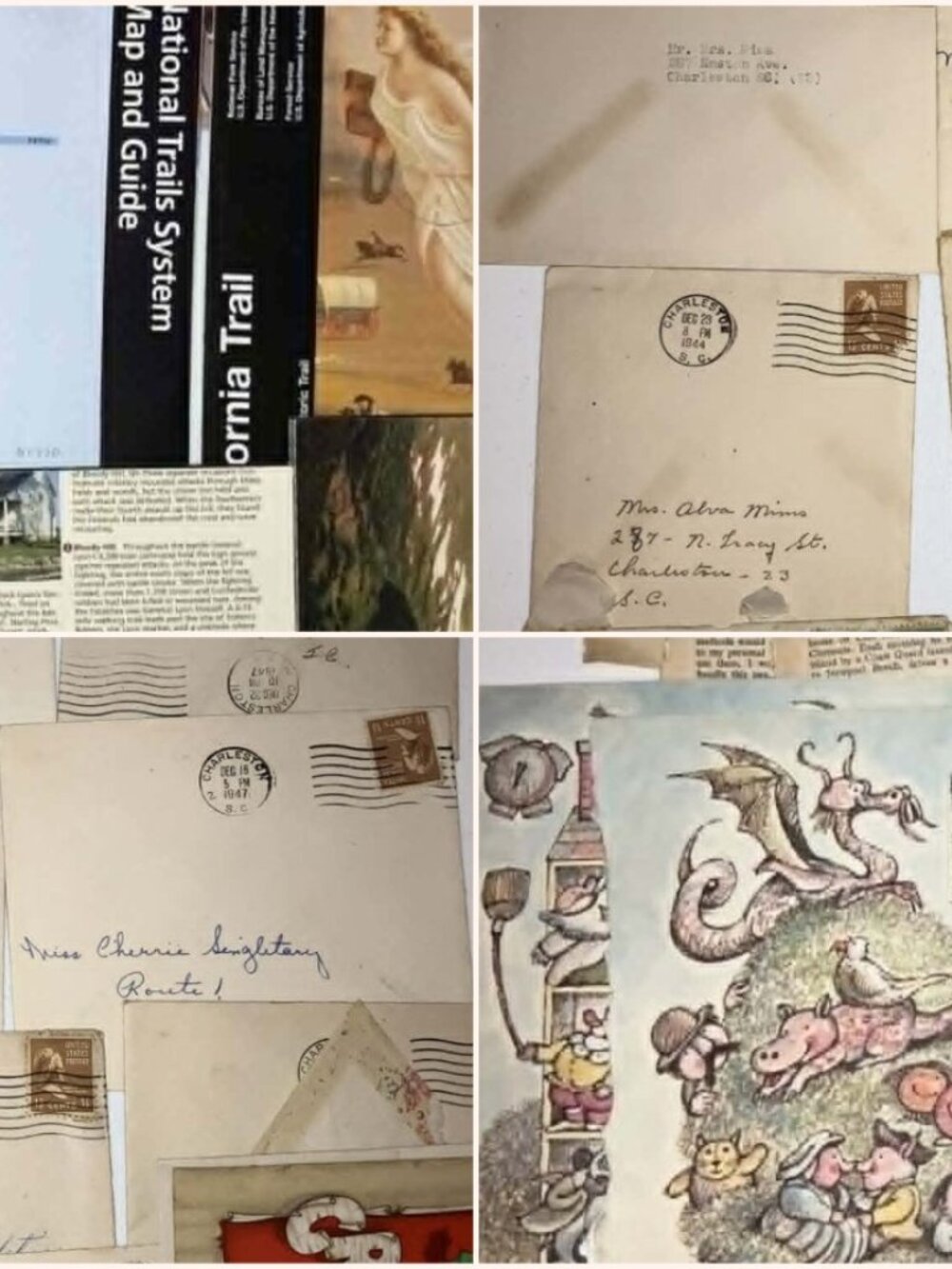 Vintage Ephemera/Thrill of the Hunt Lot (2): Early-Mid 20th C. Letters, Maps